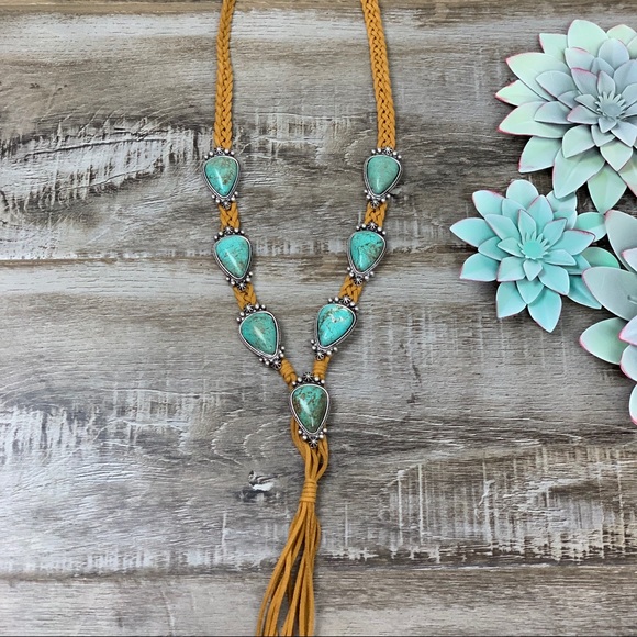 Jewelry - Tried & True Turquoise Suede Tassel Necklace
